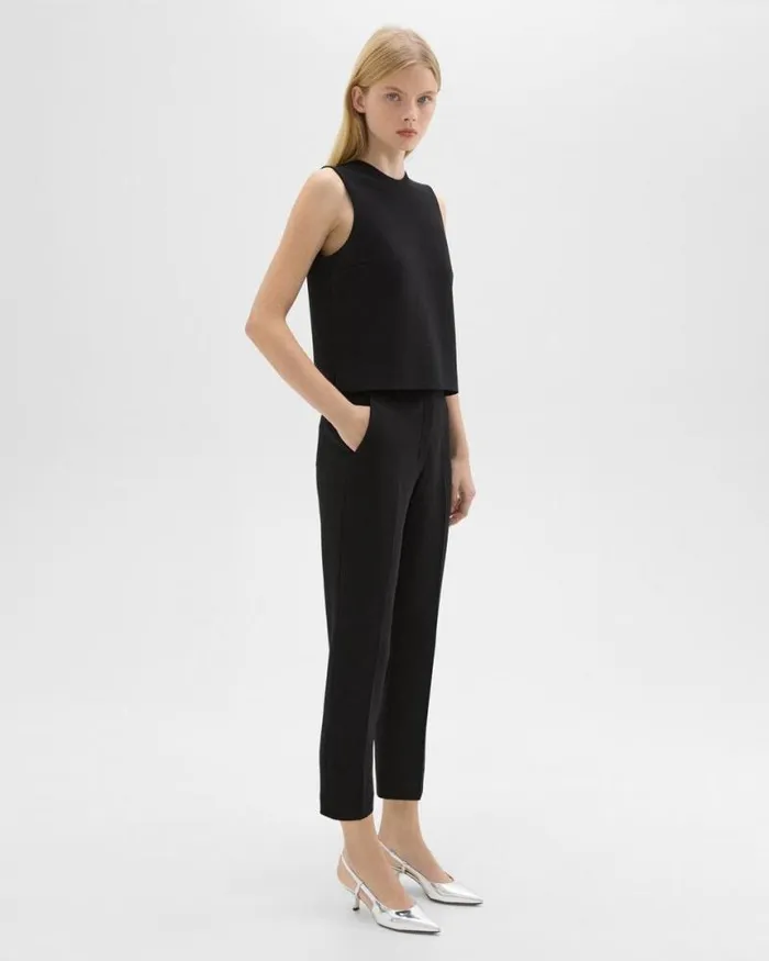 Pants Women Theory HighWaist Slim Crop Pant In Admiral Crepe Black