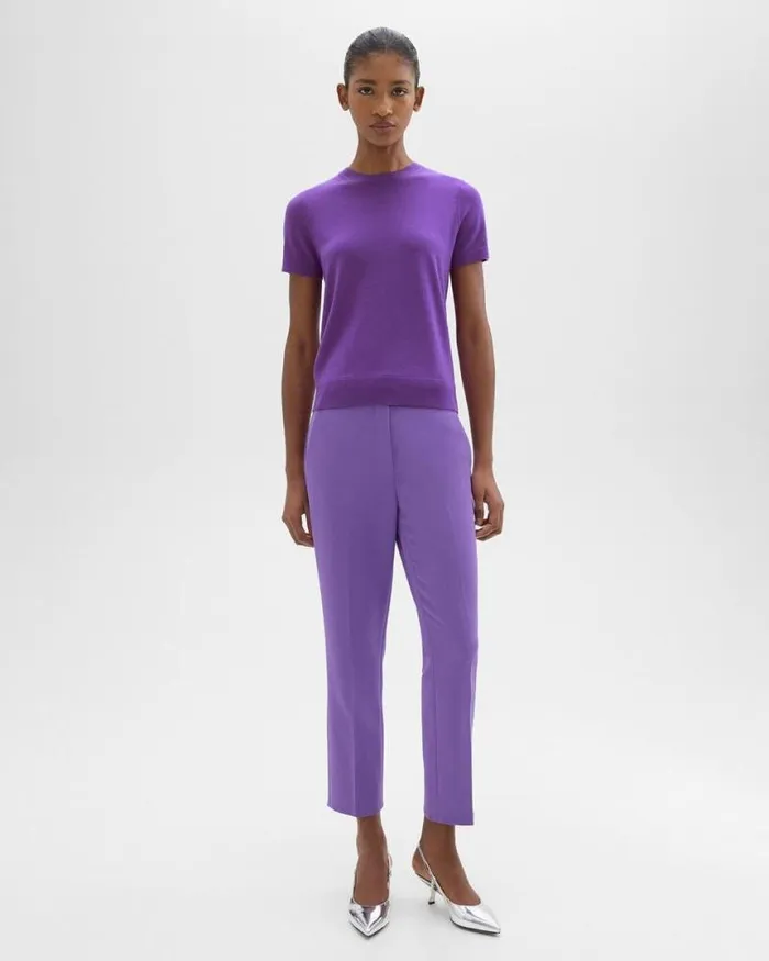 Pants Women Theory HighWaist Slim Crop Pant In Admiral Crepe Bright Peony