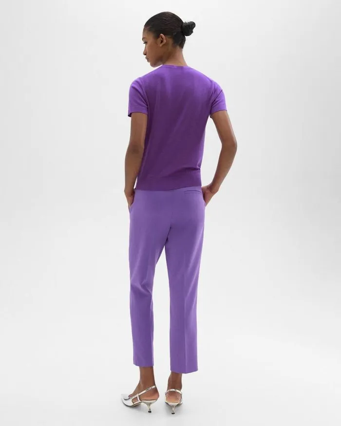 Pants Women Theory HighWaist Slim Crop Pant In Admiral Crepe Bright Peony