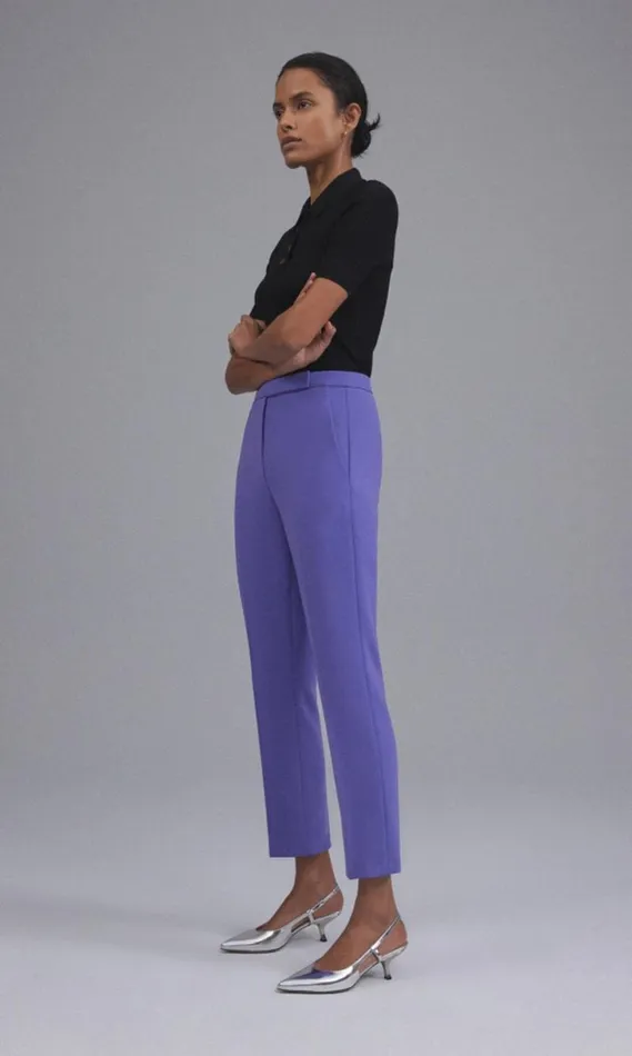 Pants Women Theory HighWaist Slim Crop Pant In Admiral Crepe Bright Peony