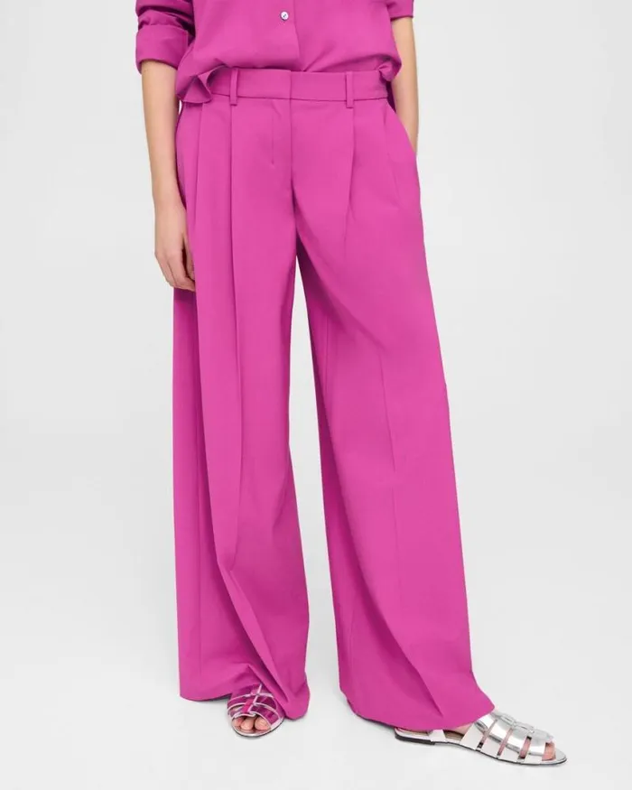 Pants Women Theory Pleated LowRise Pant In Stretch Wool Carnation Pants Women Theory Pleated LowRise Pant In Stretch Wool Carnation