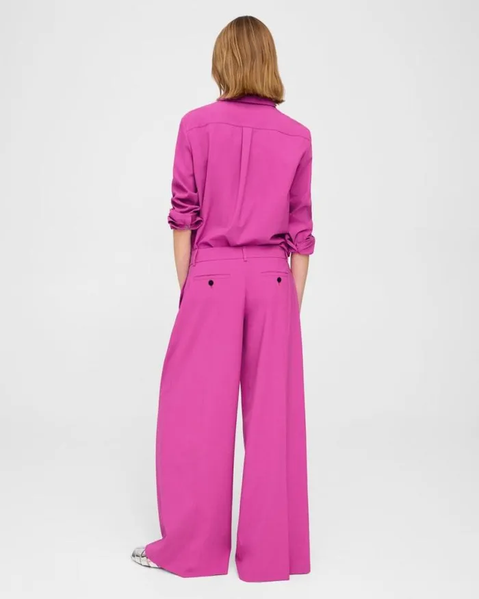 Pants Women Theory Pleated LowRise Pant In Stretch Wool Carnation Pants Women Theory Pleated LowRise Pant In Stretch Wool Carnation