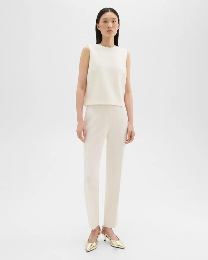 Pants Women Theory Treeca Full Length Pant In Admiral Crepe Rice