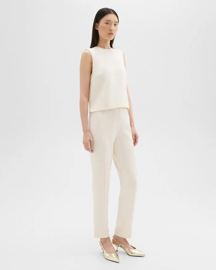 Pants Women Theory Treeca Full Length Pant In Admiral Crepe Rice
