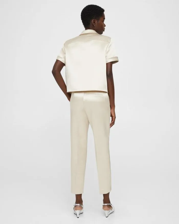 Pants Women Theory Treeca Pant In Bonded Satin Golden Wheat Pants Women Theory Treeca Pant In Bonded Satin Golden Wheat