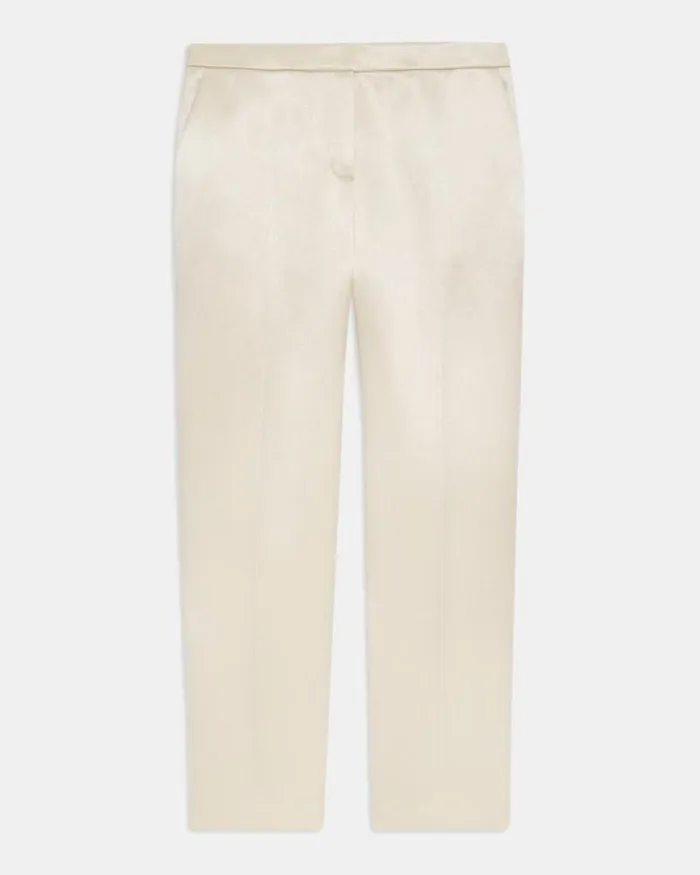 Pants Women Theory Treeca Pant In Bonded Satin Golden Wheat Pants Women Theory Treeca Pant In Bonded Satin Golden Wheat