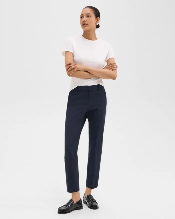 Pants Women Theory Treeca Pant In Good Wool Nocturne Navy