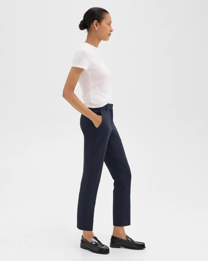 Pants Women Theory Treeca Pant In Good Wool Nocturne Navy