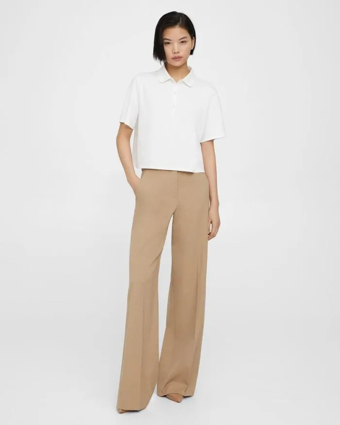 Pants Women Theory WideLeg Pant In Textured Gabardine Palomino