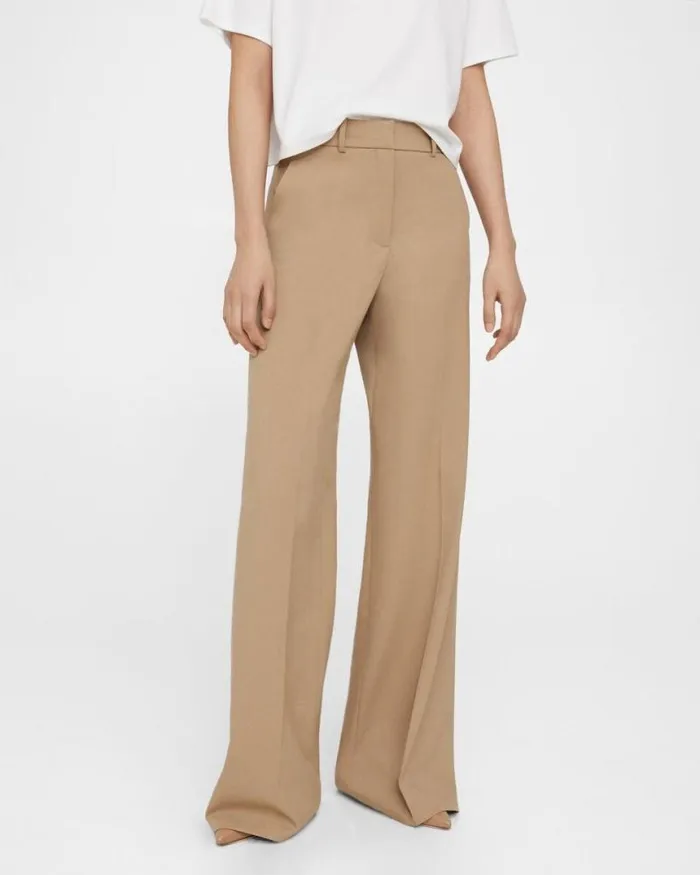 Pants Women Theory WideLeg Pant In Textured Gabardine Palomino Pants Women Theory WideLeg Pant In Textured Gabardine Palomino