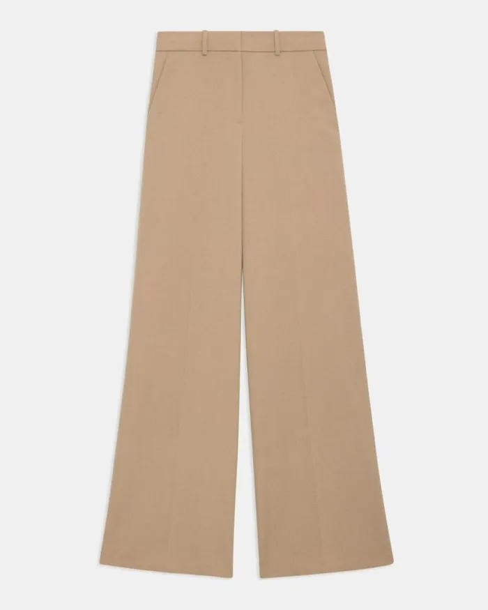 Pants Women Theory WideLeg Pant In Textured Gabardine Palomino Pants Women Theory WideLeg Pant In Textured Gabardine Palomino