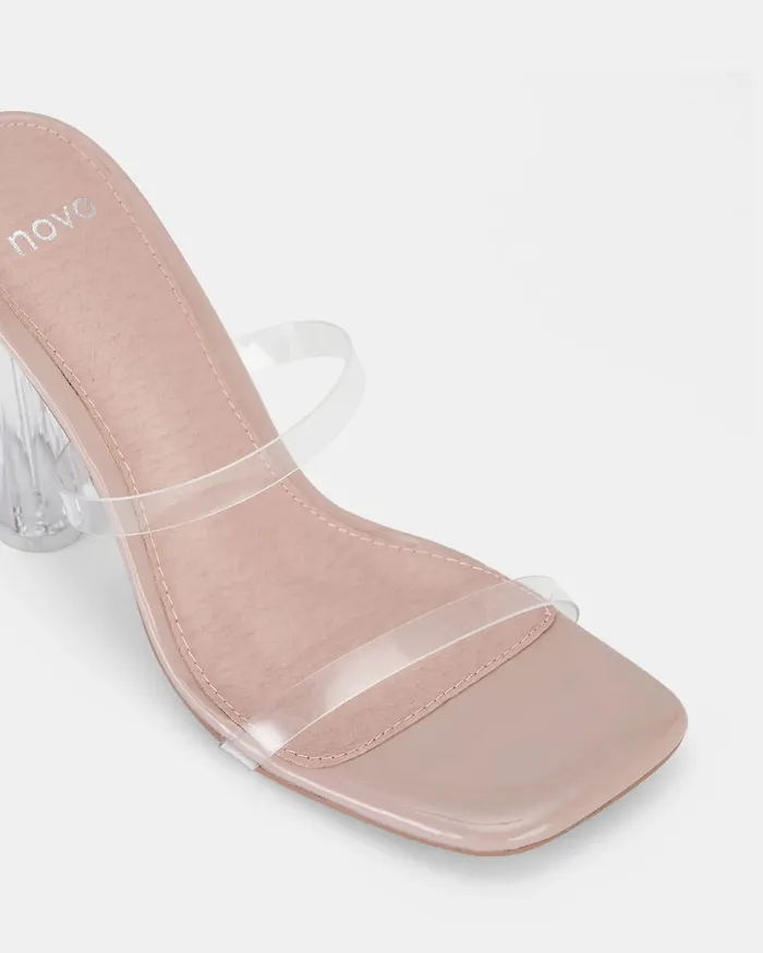 Party Women LOVIE Clear Open Toe Heels NOVO Shoes