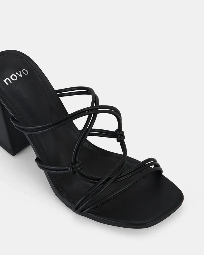 Party Women LUCKIE BLACK Heeled Sandals NOVO Shoes
