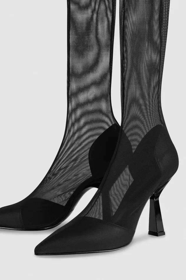 Patrizia Pepe Boots Overknee Boots In Tulle Black 8211 Women