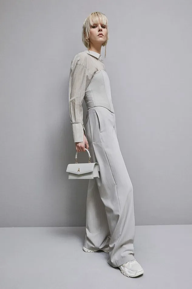 Patrizia Pepe Crossbodys Fly Bamby Leather Shoulder Bag Grey 8211 Women