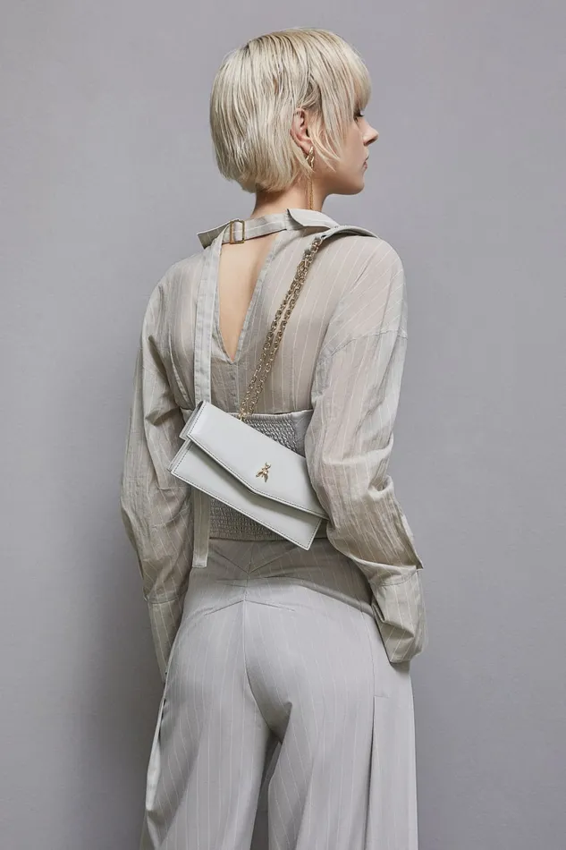 Patrizia Pepe Crossbodys Fly Bamby Leather Shoulder Bag Grey 8211 Women