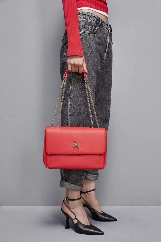 Patrizia Pepe Crossbodys Fly Leather Shoulder Bag With Chain Red 8211 Women