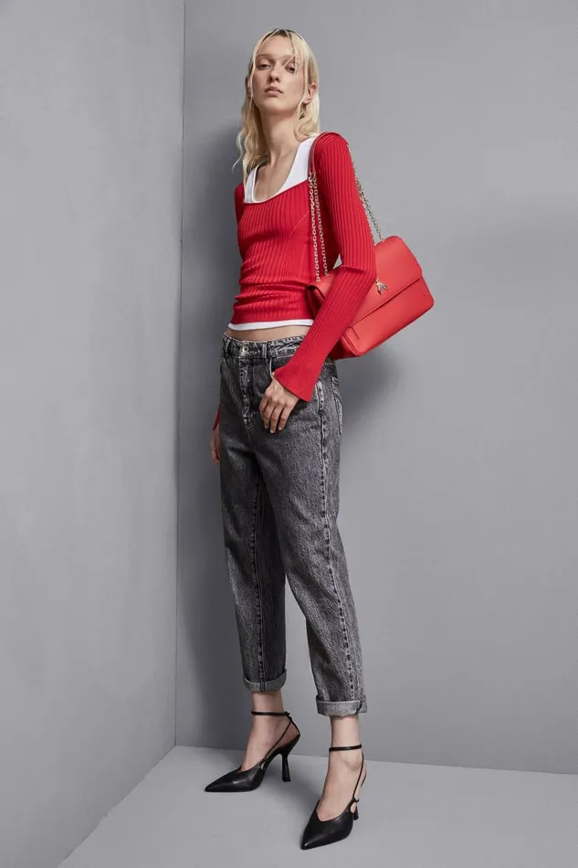 Patrizia Pepe Crossbodys Fly Leather Shoulder Bag With Chain Red 8211 Women