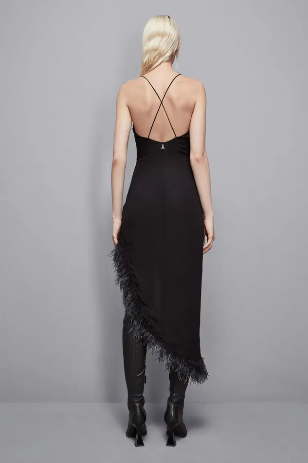 Patrizia Pepe Dresses Chiffon Feather Dress Black 8211 Women