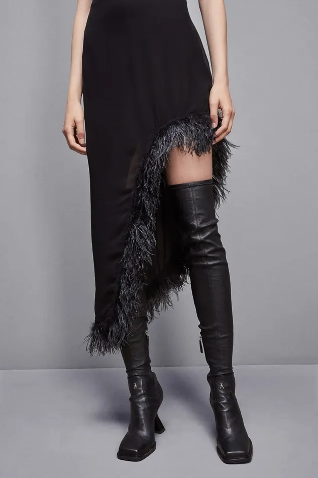 Patrizia Pepe Dresses Chiffon Feather Dress Black 8211 Women