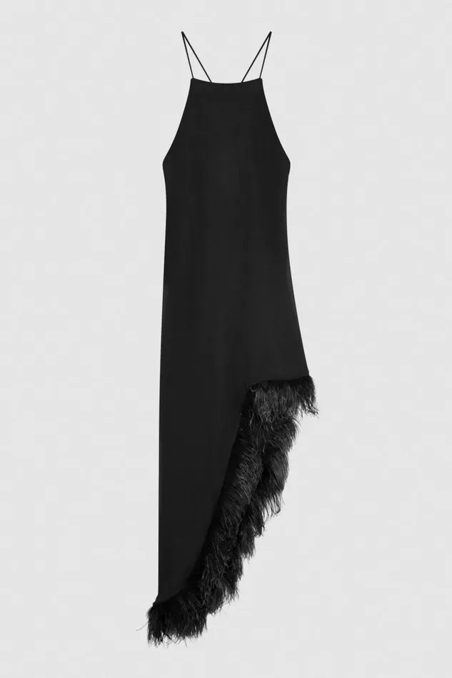 Patrizia Pepe Dresses Chiffon Feather Dress Black 8211 Women