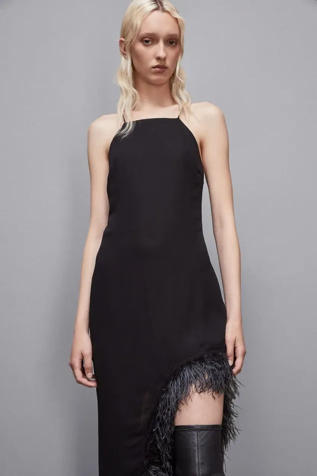 Patrizia Pepe Dresses Chiffon Feather Dress Black 8211 Women