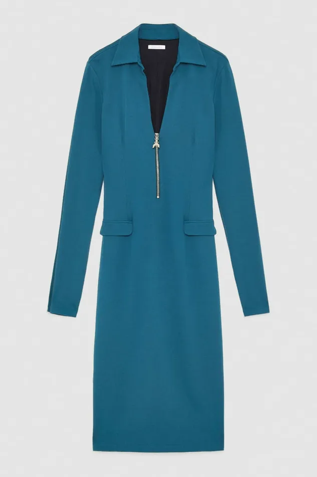 Patrizia Pepe Dresses Fabric Midi Dress With Zipper Green 8211 Women