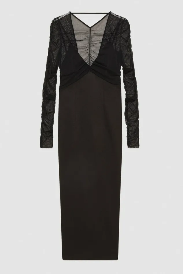 Patrizia Pepe Dresses Mixed Fabric Elegant Dress Black 8211 Women