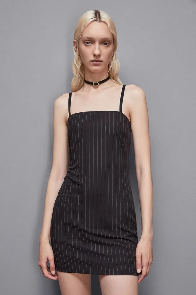 Patrizia Pepe Dresses Pinstripe Mini Bustier Dress Black 8211 Women