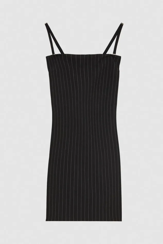 Patrizia Pepe Dresses Pinstripe Mini Bustier Dress Black 8211 Women