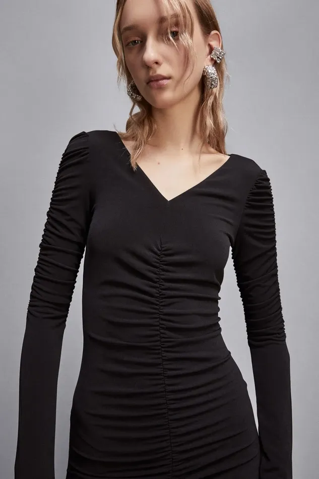 Patrizia Pepe Dresses Tulle Mini Dress With Draping Black 8211 Women