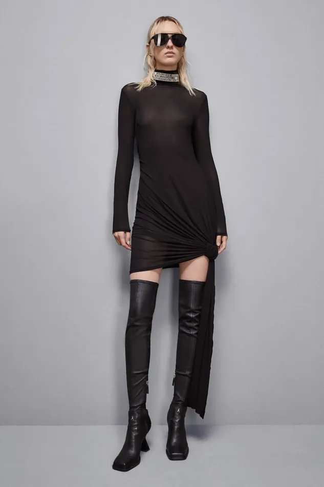 Patrizia Pepe Dresses Viscose Mini Dress With Draping Black 8211 Women