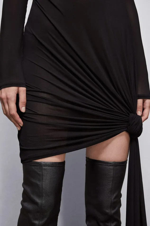 Patrizia Pepe Dresses Viscose Mini Dress With Draping Black 8211 Women