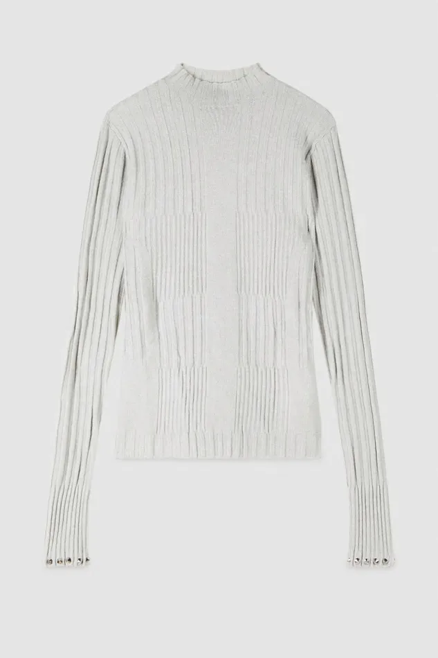 Patrizia Pepe Knitwear Essential Viscose Ribbed Knitting Sweater Grey 8211 Women