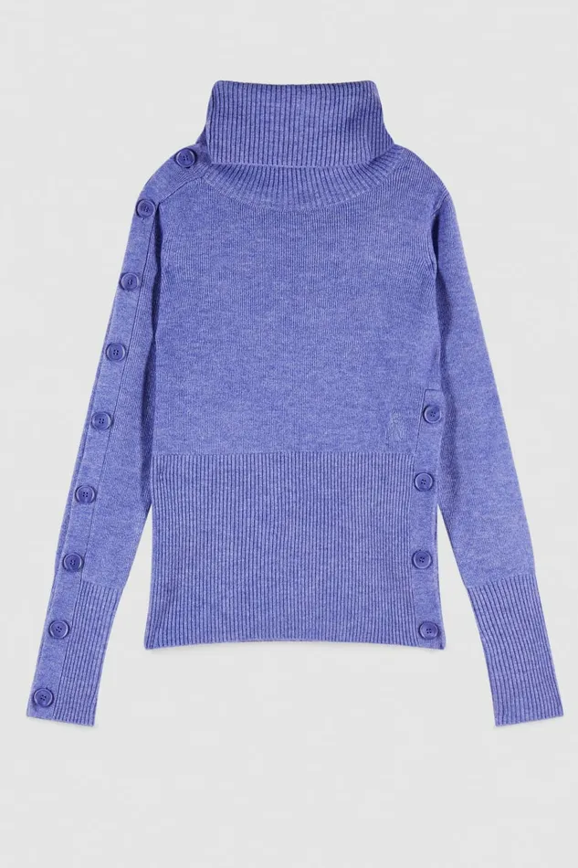 Patrizia Pepe Knitwear Soft Sweater With Buttons Blue 8211 Women