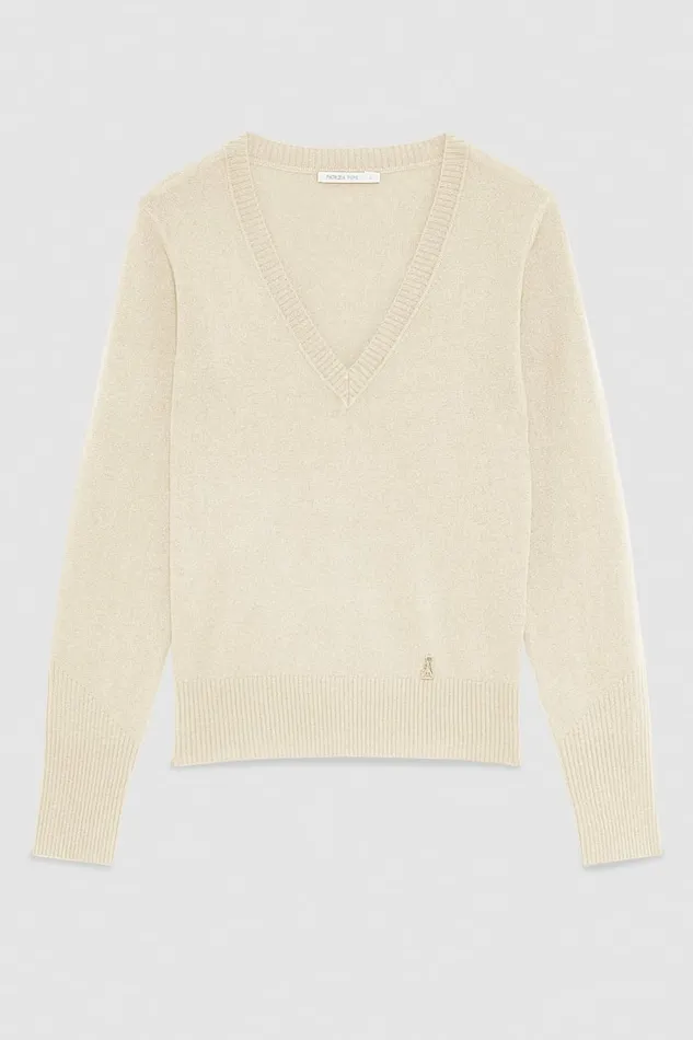 Patrizia Pepe Knitwear VNeck Cashmere Jumper Beige 8211 Women
