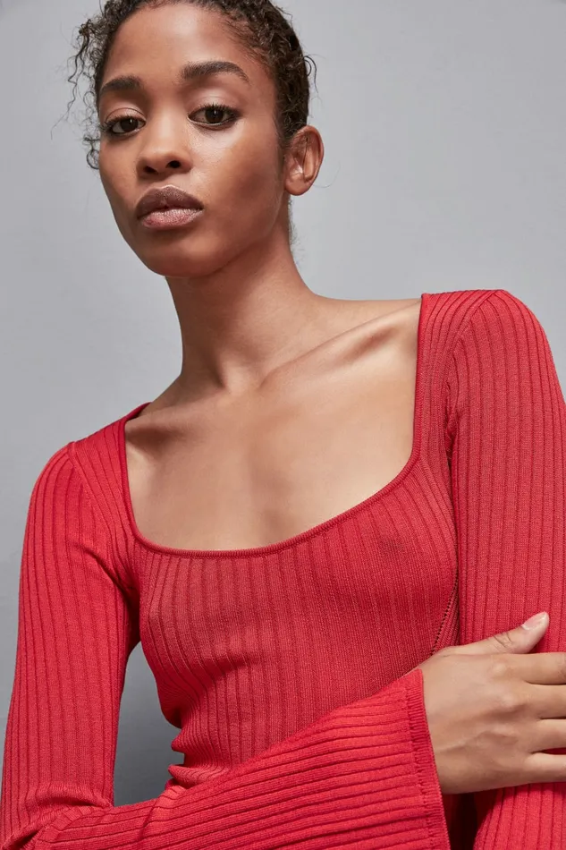 Patrizia Pepe Knitwear Viscose Blend Ribbed Sweater Red 8211 Women
