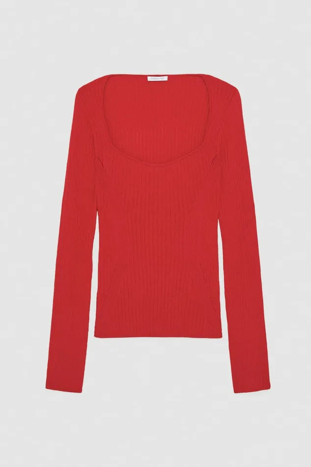Patrizia Pepe Knitwear Viscose Blend Ribbed Sweater Red 8211 Women
