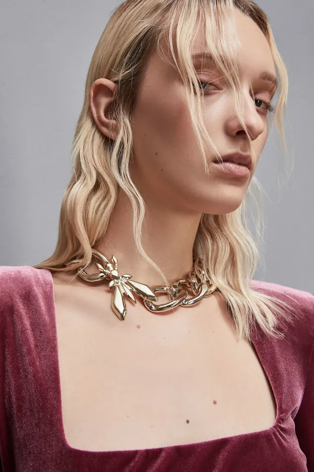 Patrizia Pepe Necklaces Maxi Chain Ring Necklace Gold 8211 Women