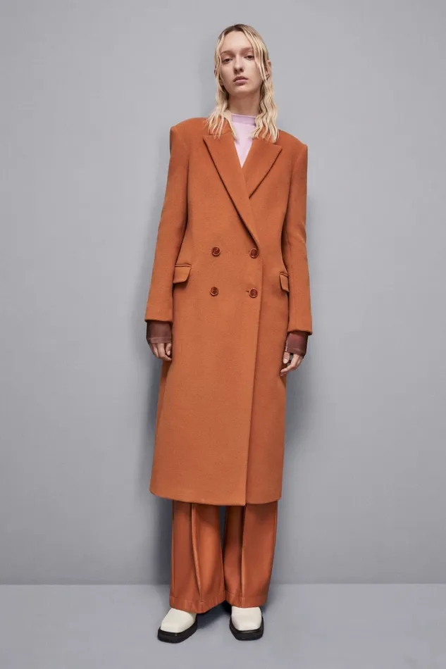Patrizia Pepe Outerwear Long DoubleBreasted Cloth Coat Brown 8211 Women