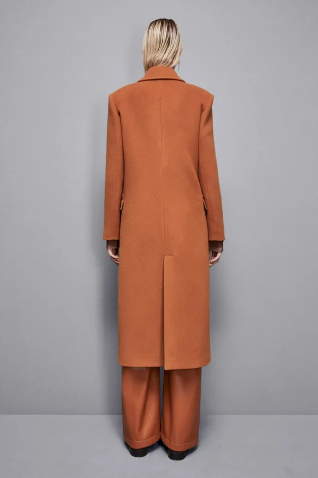 Patrizia Pepe Outerwear Long DoubleBreasted Cloth Coat Brown 8211 Women