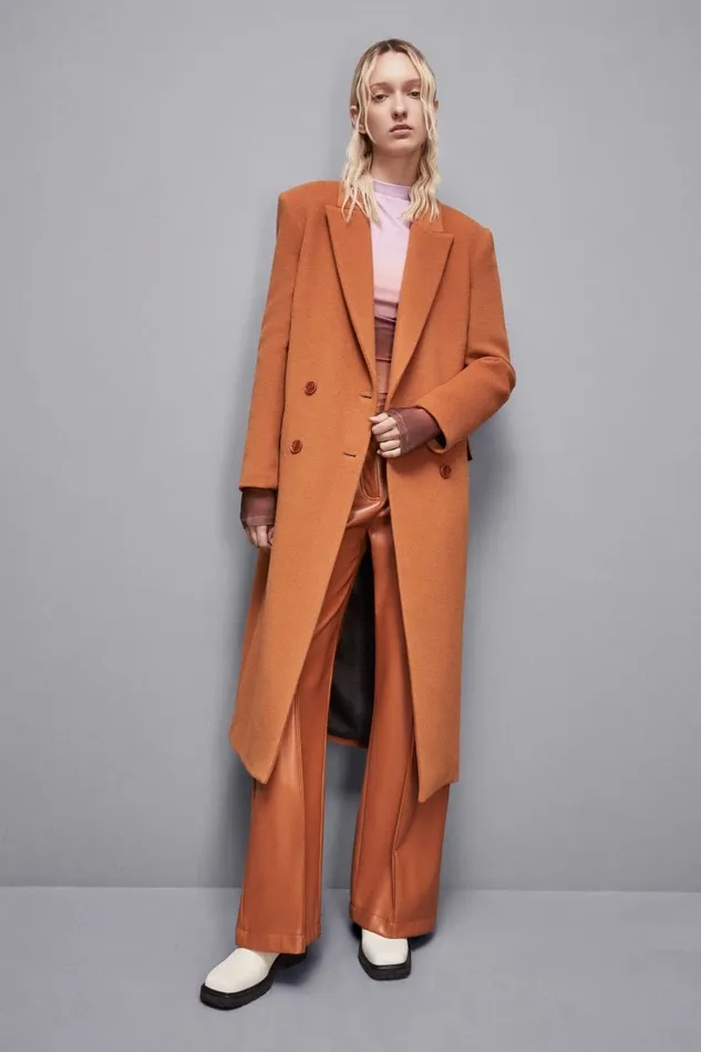 Patrizia Pepe Outerwear Long DoubleBreasted Cloth Coat Brown 8211 Women
