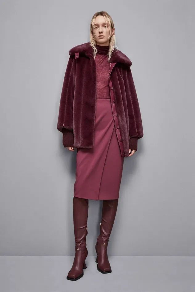Patrizia Pepe Outerwear Midi Synthetic Fabric Coat Red 8211 Women