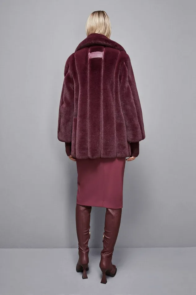 Patrizia Pepe Outerwear Midi Synthetic Fabric Coat Red 8211 Women