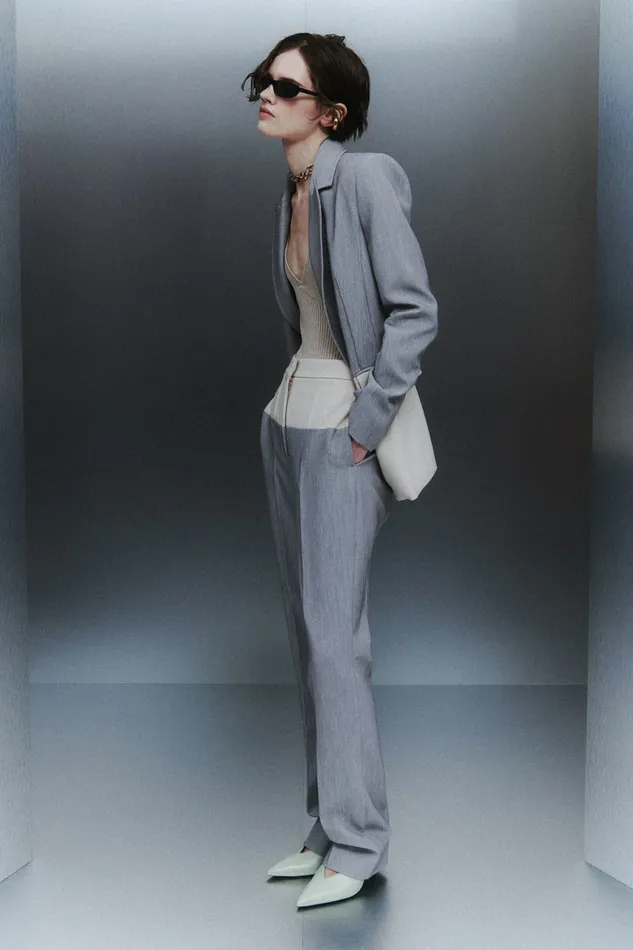 Patrizia Pepe Pants and Jeans HighWaisted Color Block Pants Grey 8211 Women