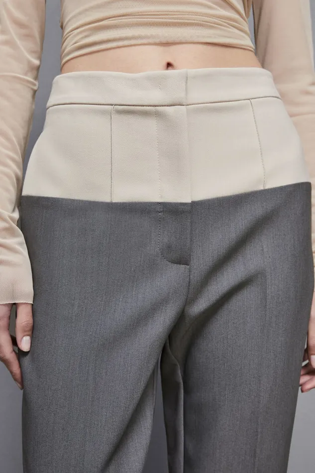 Patrizia Pepe Pants and Jeans HighWaisted Color Block Pants Grey 8211 Women