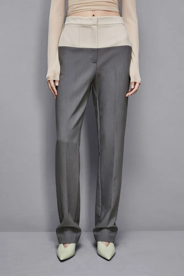 Patrizia Pepe Pants and Jeans HighWaisted Color Block Pants Grey 8211 Women