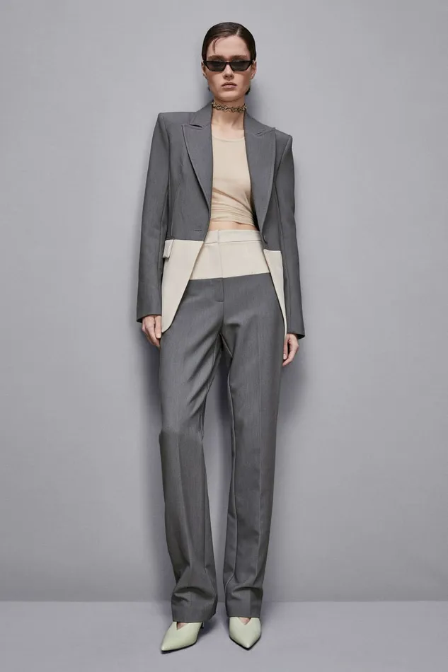 Patrizia Pepe Pants and Jeans HighWaisted Color Block Pants Grey 8211 Women