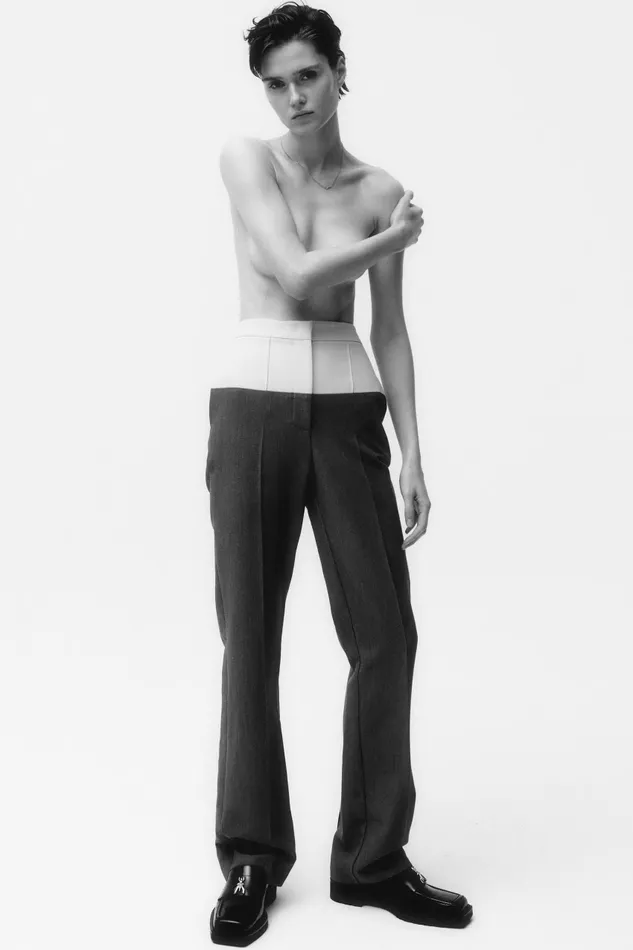 Patrizia Pepe Pants and Jeans HighWaisted Color Block Pants Grey 8211 Women