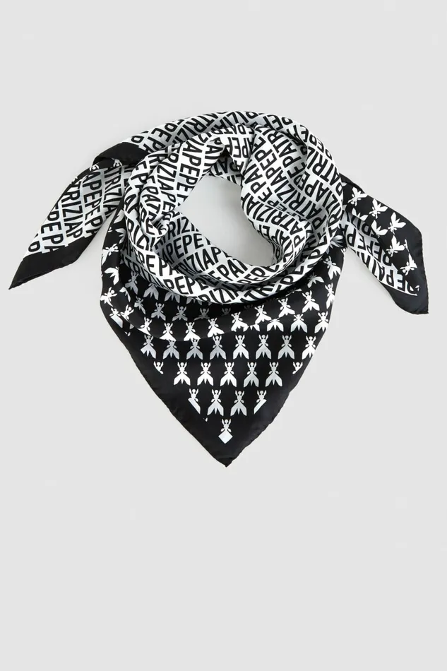 Patrizia Pepe Scarves Printed Silk Neckerchief White 8211 Women